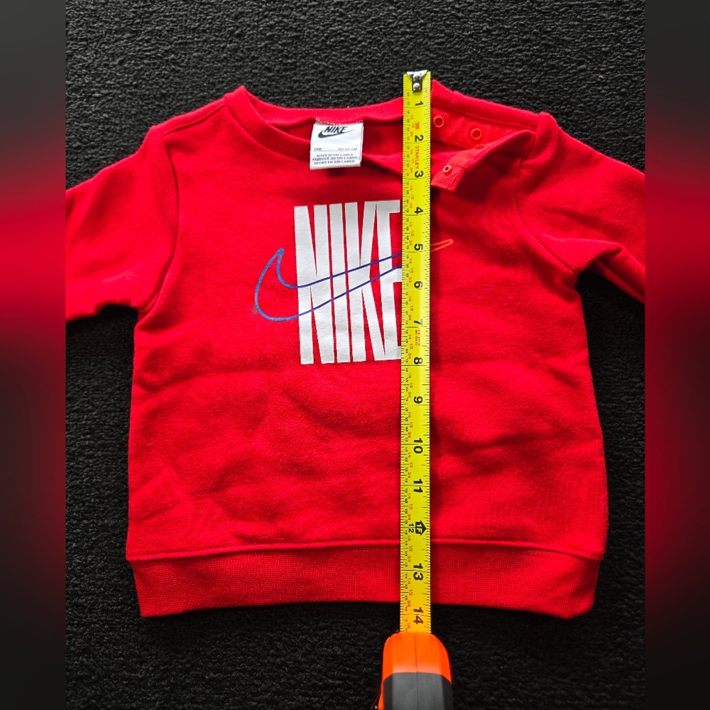 Nike Baby Boys Sweatshirt Red Logo Crewneck Size 18M NWT Cotton Blend